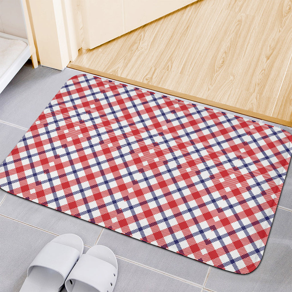 Blue Red And White American Plaid Print Indoor Door Mat
