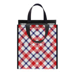 Blue Red And White American Plaid Print Insulated Lunch Tote