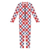 Blue Red And White American Plaid Print Jumpsuit