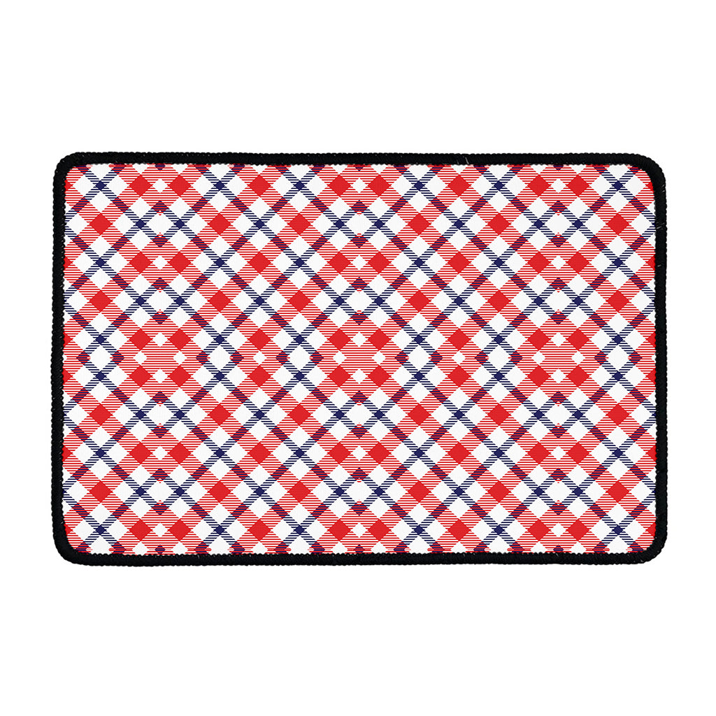 Blue Red And White American Plaid Print Kitchen Mat