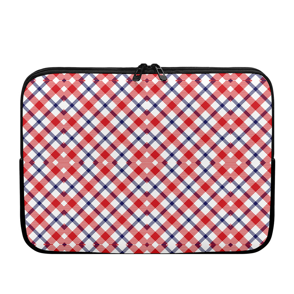 Blue Red And White American Plaid Print Laptop Sleeve