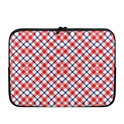 Blue Red And White American Plaid Print Laptop Sleeve