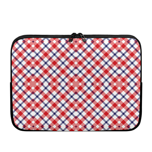 Blue Red And White American Plaid Print Laptop Sleeve