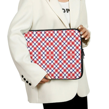 Blue Red And White American Plaid Print Laptop Sleeve