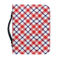 Blue Red And White American Plaid Print Leather Bible Cover