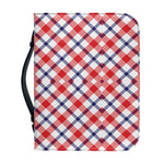 Blue Red And White American Plaid Print Leather Bible Cover