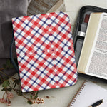 Blue Red And White American Plaid Print Leather Bible Cover