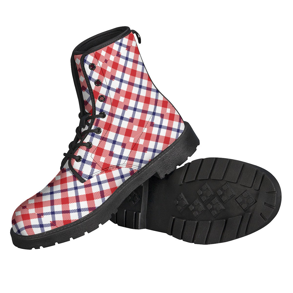 Blue Red And White American Plaid Print Backpack