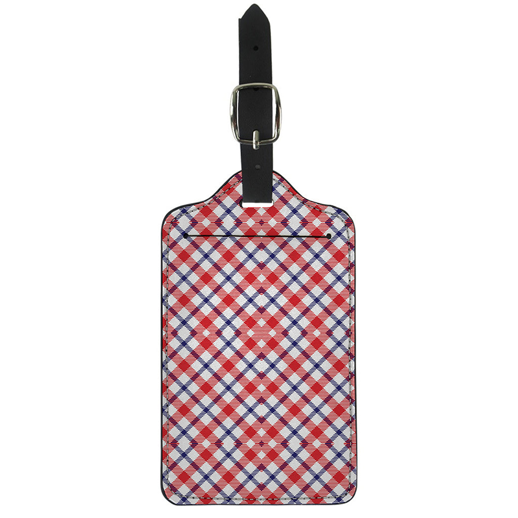 Blue Red And White American Plaid Print Luggage Tag