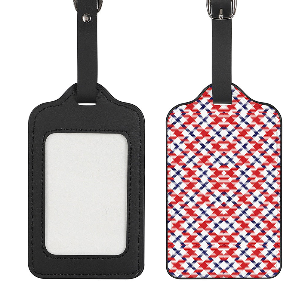 Blue Red And White American Plaid Print Luggage Tag