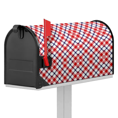 Blue Red And White American Plaid Print Mailbox Cover