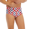 Blue Red And White American Plaid Print Men's Briefs