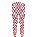 Blue Red And White American Plaid Print Men's Leggings