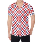 Blue Red And White American Plaid Print Men's Shirt