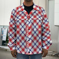 Blue Red And White American Plaid Print Men's Shirt Jacket