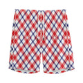 Blue Red And White American Plaid Print Men's Athletic Shorts