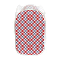 Blue Red And White American Plaid Print Mesh Laundry Hamper