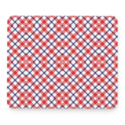 Blue Red And White American Plaid Print Mouse Pad