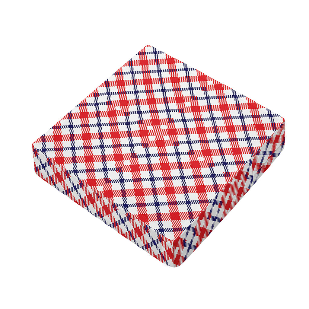 Blue Red And White American Plaid Print Outdoor Seat Cushion Cover