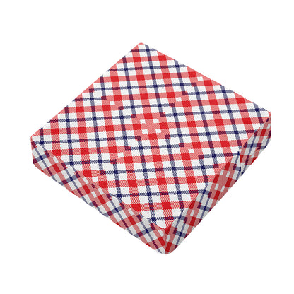 Blue Red And White American Plaid Print Outdoor Seat Cushion Cover