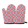 Blue Red And White American Plaid Print Oven Mitts