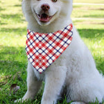 Blue Red And White American Plaid Print Over The Collar Dog Bandana