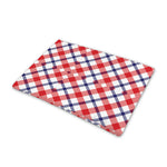Blue Red And White American Plaid Print Pet Cooling Mat Cover