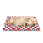 Blue Red And White American Plaid Print Pet Cooling Mat Cover