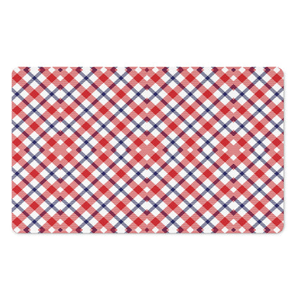 Blue Red And White American Plaid Print Polyester Doormat