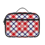 Blue Red And White American Plaid Print Portable Lunch Bag