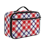 Blue Red And White American Plaid Print Portable Lunch Bag