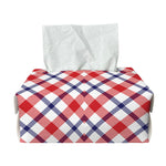 Blue Red And White American Plaid Print Rectangle Tissue Box Cover