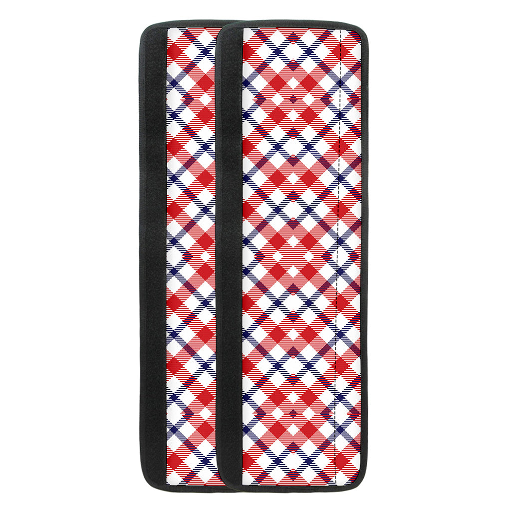 Blue Red And White American Plaid Print Refrigerator Handle Covers
