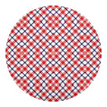 Blue Red And White American Plaid Print Round Blanket