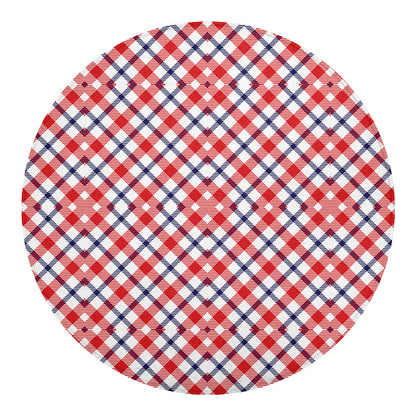 Blue Red And White American Plaid Print Round Blanket