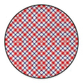 Blue Red And White American Plaid Print Round Floor Mat