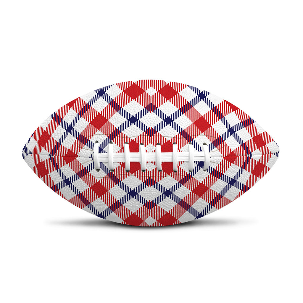 Blue Red And White American Plaid Print Rugby Ball