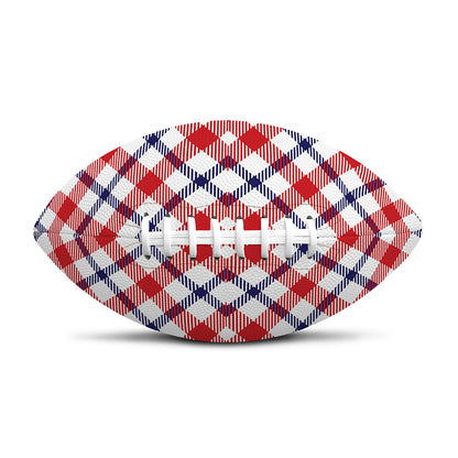 Blue Red And White American Plaid Print Rugby Ball