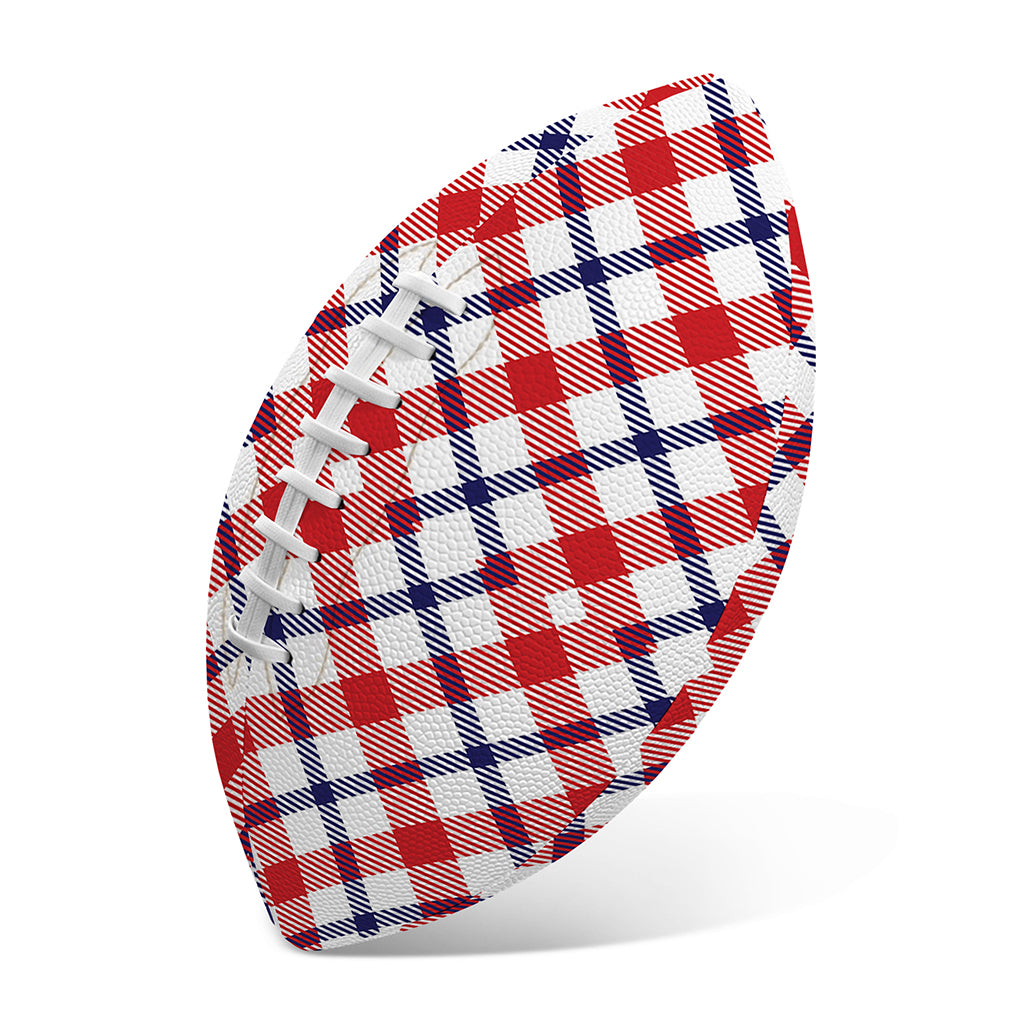 Blue Red And White American Plaid Print Rugby Ball