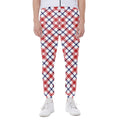 Blue Red And White American Plaid Print Joggers