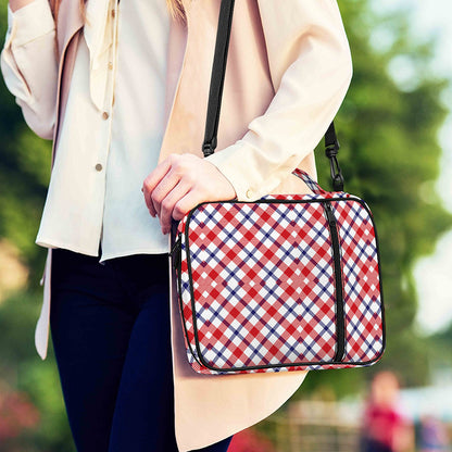 Blue Red And White American Plaid Print Shoulder Strap Bible Bag