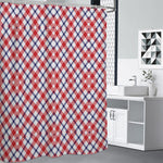 Blue Red And White American Plaid Print Shower Curtain