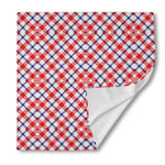Blue Red And White American Plaid Print Silk Bandana