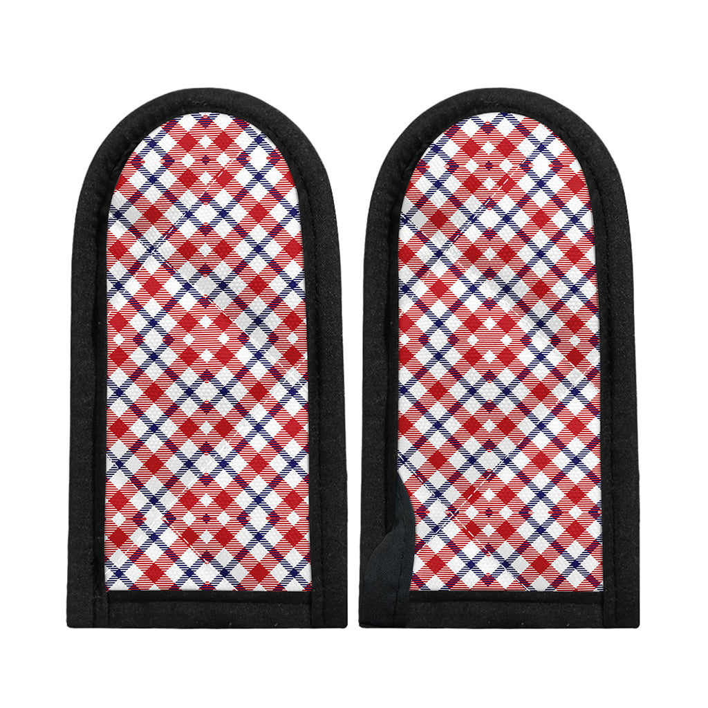 Blue Red And White American Plaid Print Skillet Handle Cover