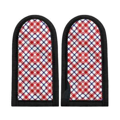 Blue Red And White American Plaid Print Skillet Handle Cover