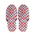 Blue Red And White American Plaid Print Slippers