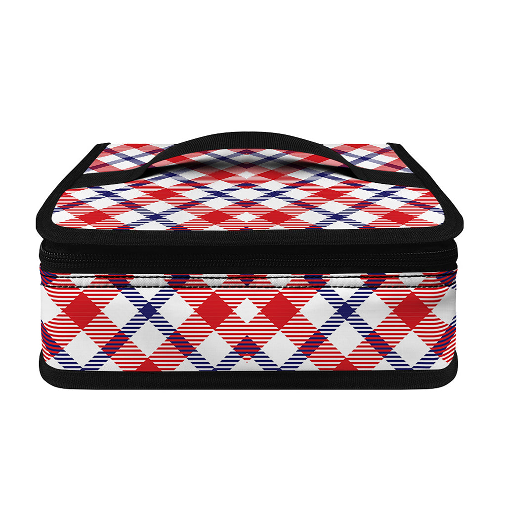 Blue Red And White American Plaid Print Small Lunch Bag