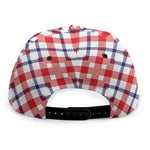 Blue Red And White American Plaid Print Snapback Cap