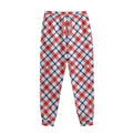 Blue Red And White American Plaid Print Sweatpants