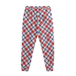 Blue Red And White American Plaid Print Sweatpants